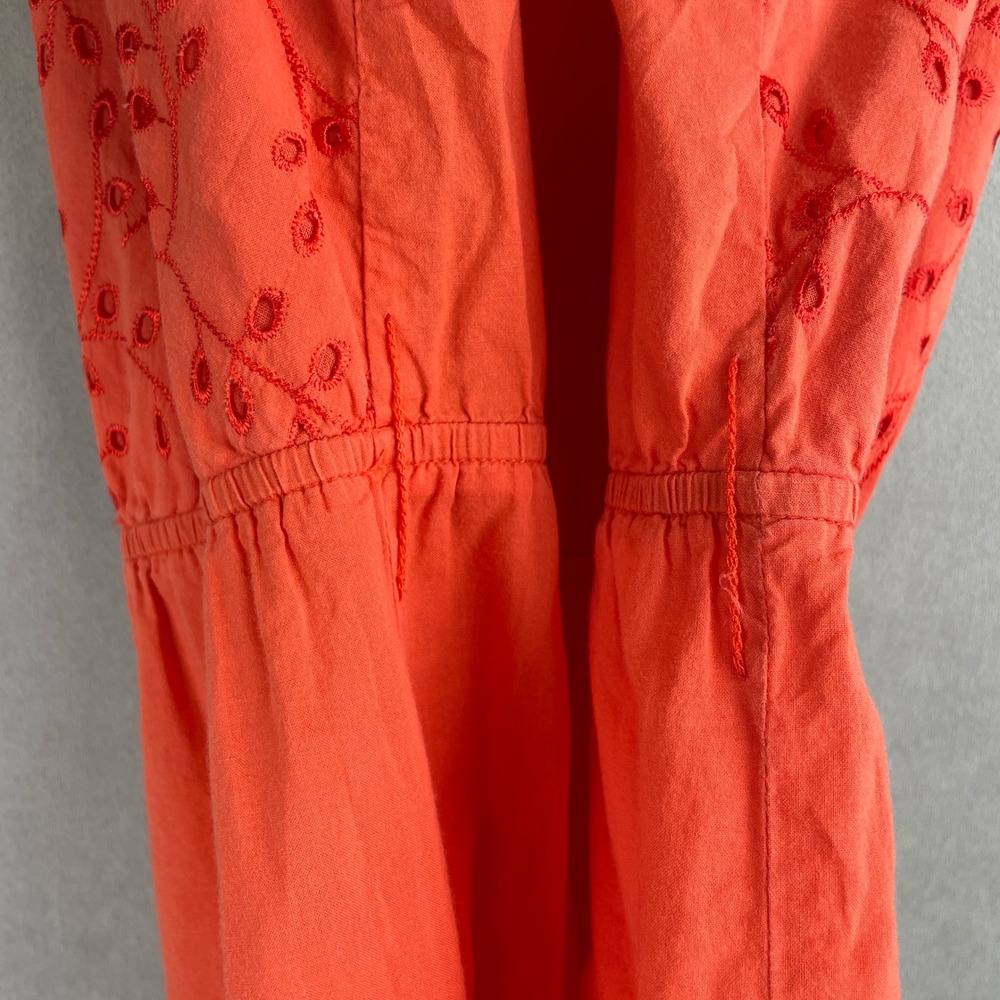 Adiva Orange Cotton Eyelet Ruffle Peplum Sleeveless Cottage Peasant Fairy Top S - Picture 4 of 9
